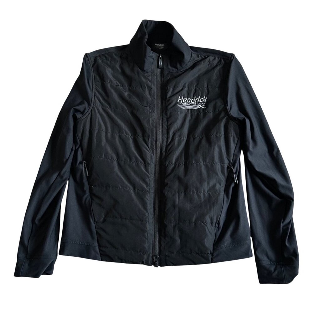 Hendrick Collection Womens Small Black Full-Zip Jacket With Embroidered Logo